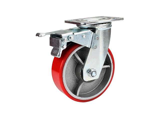 Swivel & Brake PU-iron wheel Caster