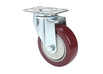 Swivel Caster Red Pu-Pp wheel Single ball bearing